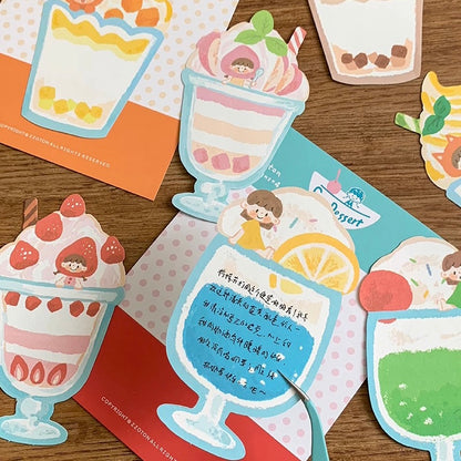 Oil Pastel Memo Pads - Cup Dessert & Bowl of Rice